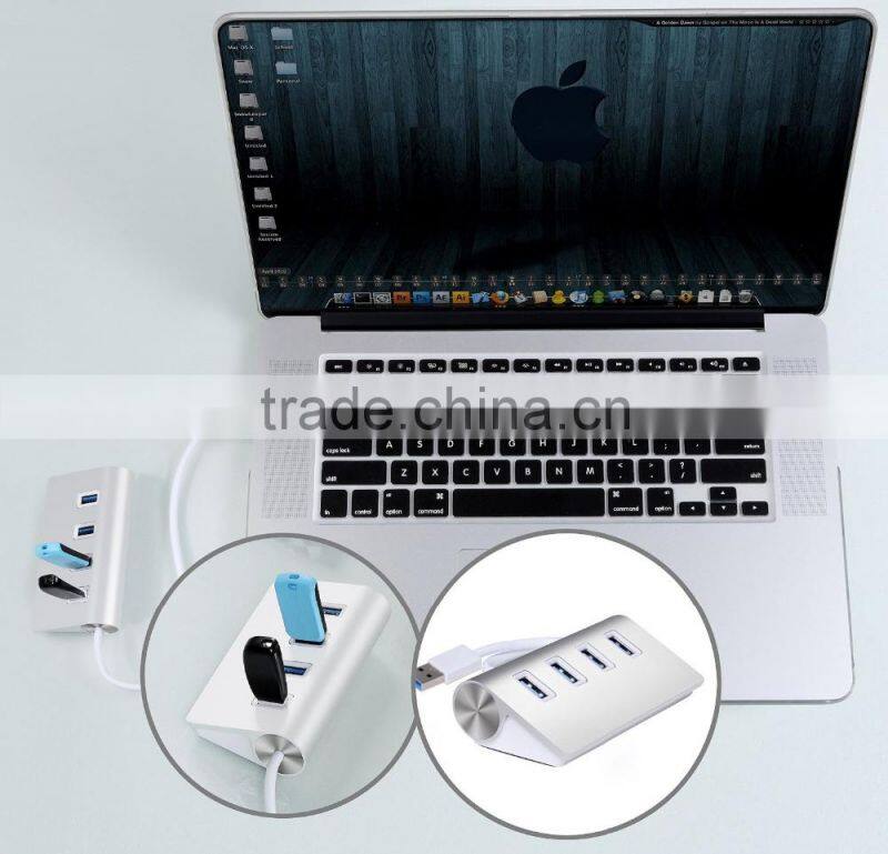 High Speed 4 Ports USB 3.0 Hub Portable Aluminum Hub New for Aple Macbook Air PC Laptop