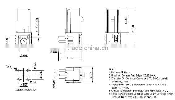 Purple right angle Fakra SMB Plug PCB mount car antenna for GSM Cellular phone