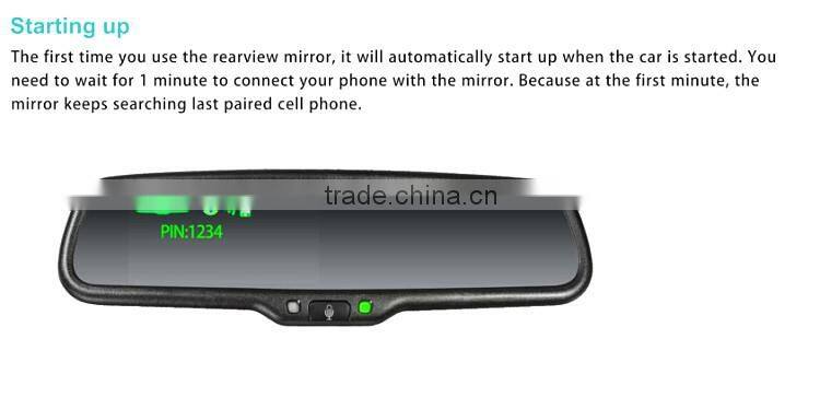 Handsfree car kit Bluetooth Car Rearview Mirror with back up display