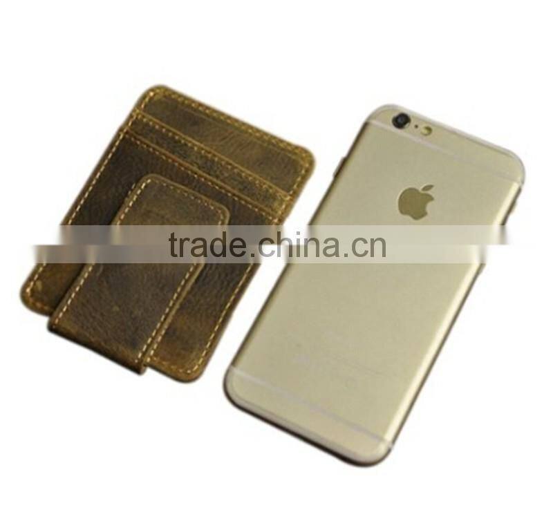 Boshiho crazy horse leather wallet to clips