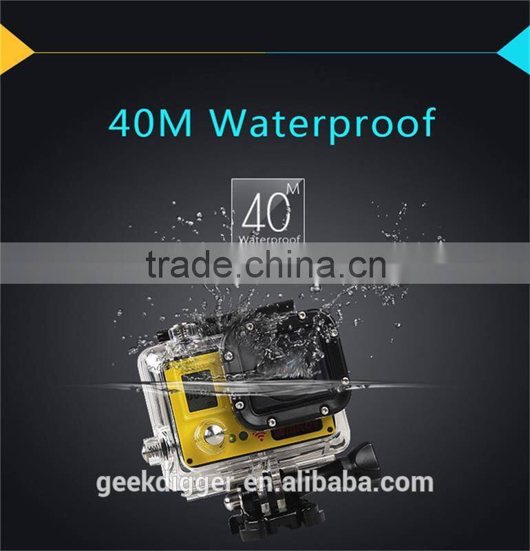 Yellow AMK7000S 4K 2.0" LCD 170 Degree Wide Angle Waterproof Wifi Action Camera with Remote Control Watch