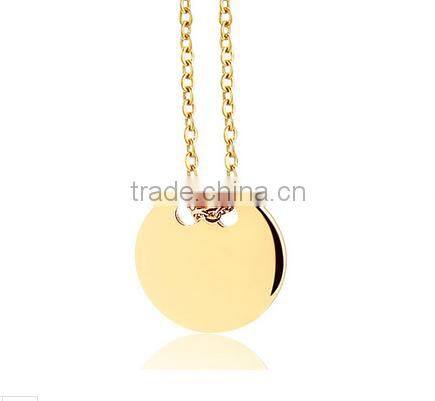 316L Stainless steel flat gold round pendant 18ct gold pendant