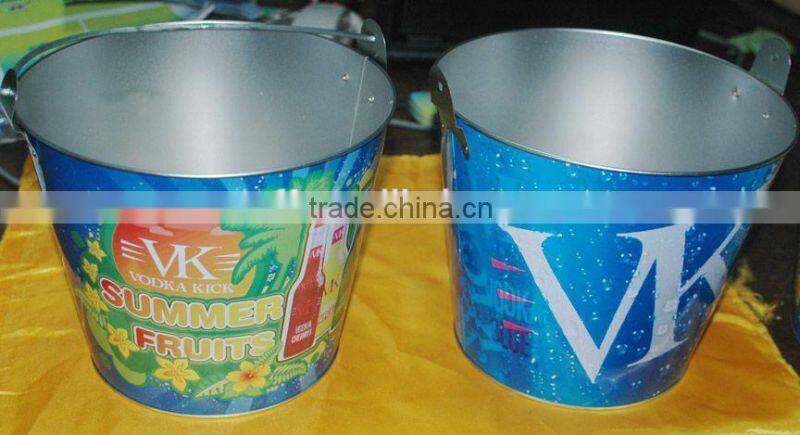 5L Galvanized Color with decal logo tin Ice Bucket