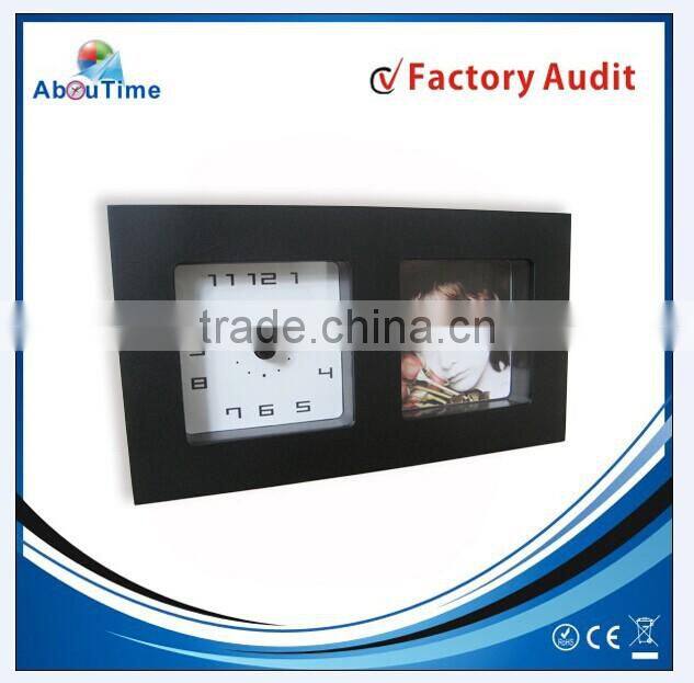 Wooden frame table clock with CE and ROHS can add customer's logo