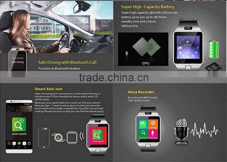 DZ09 bluetooth smart watch for android IOS Samsung Iphone phone support SMI/TF men women sport wristwatch