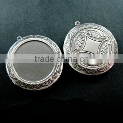 30mm setting size round vintage brass bronze antique photo locket pendant 1113003