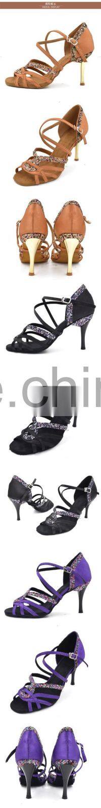 2016 fashion evkoo brand purple satin latin salsa dance shoes