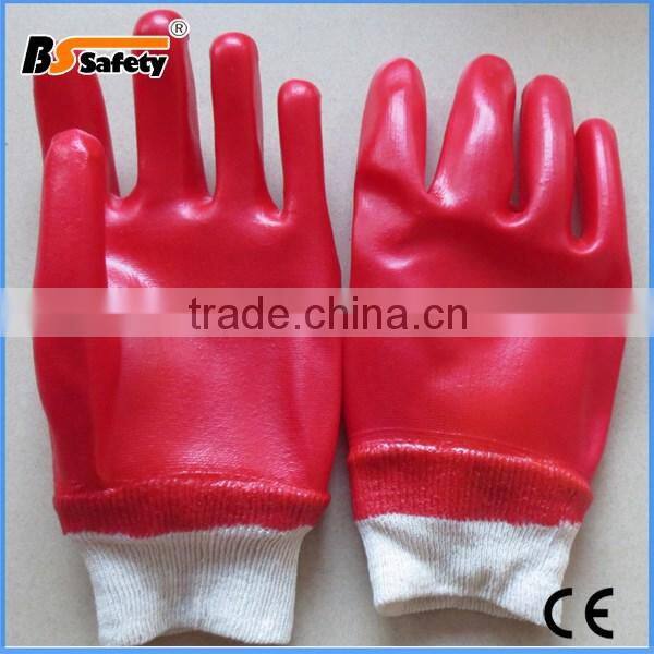 BSSAFETY Red PVC fully dipped waterproof anti-cut hand protection working gloves