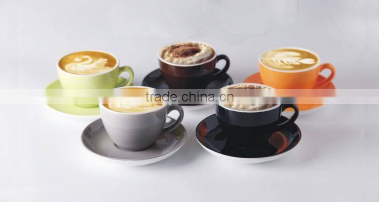 Logo Decal Artwork Design Decorated Customized Ceramic Stoneware Commercial Cups and Saucers Sets