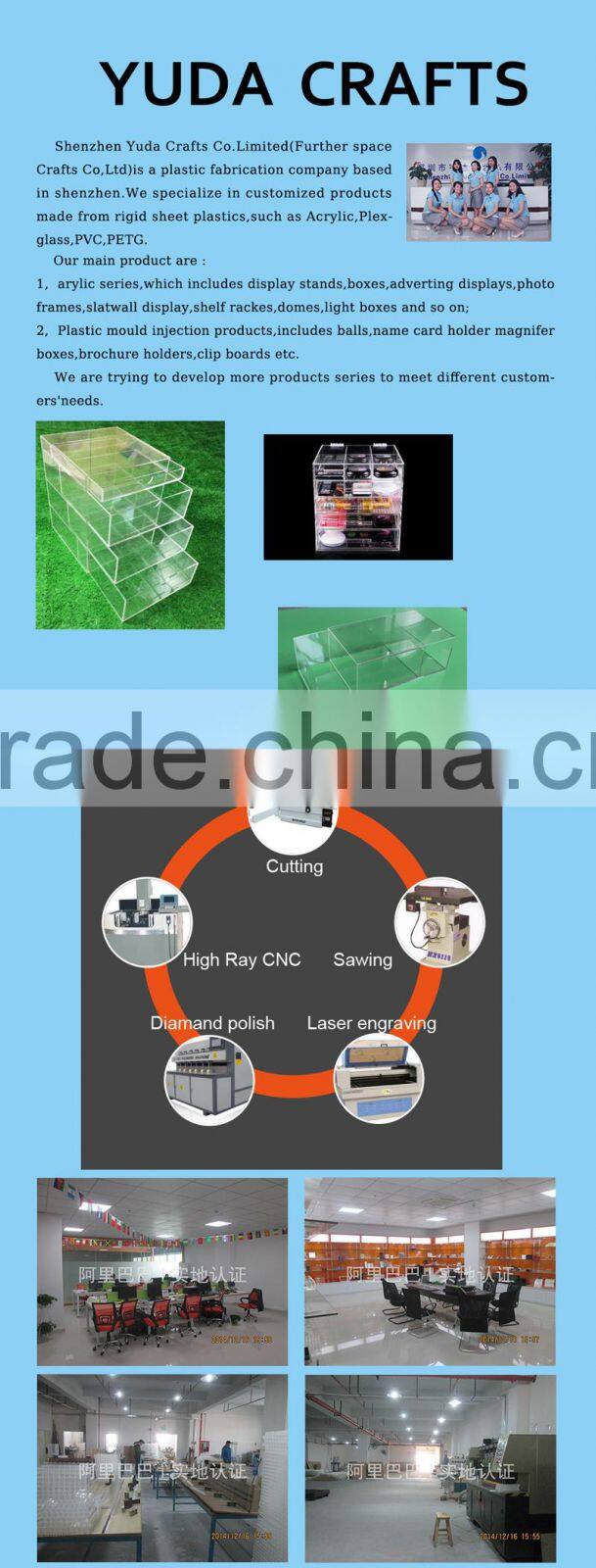 Clear countertop plexiglass cosmetic display showcase acrylic 5 drawers clear makeup organizer