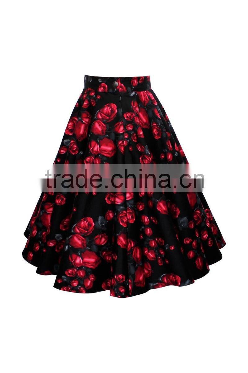 Bonvatt Women Lady Skirt Pleated Retro High Waist Skirt