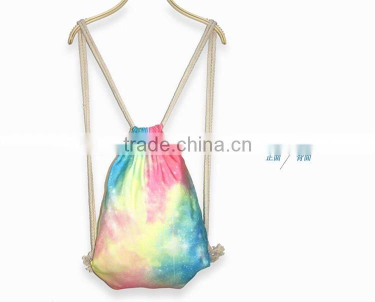 Promotional Canvas pattern printing drawstring backpack bag