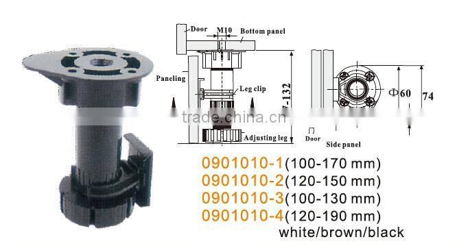 black color plastic furniture hardware cabinet adjustable feet for kitchen cabinet