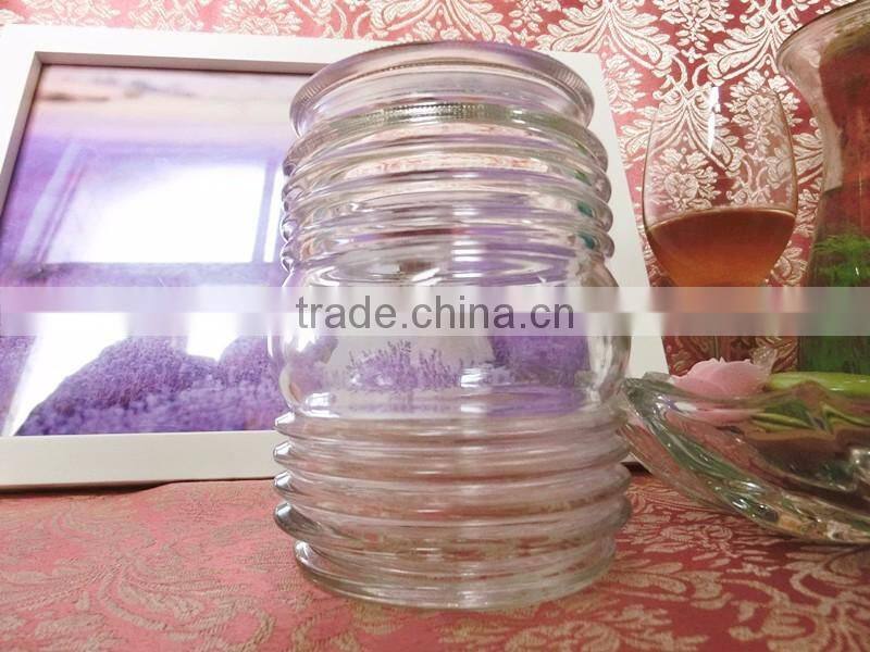 500ml round line shape clear glass material candle holder