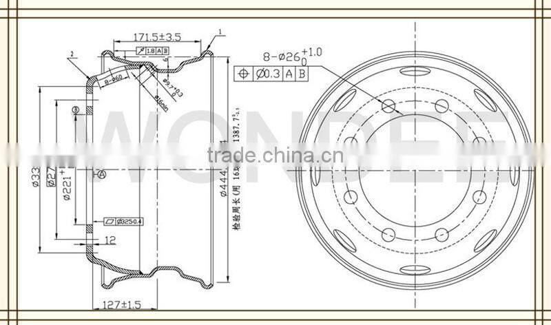 17.5 Inch Tubeless Truck Wheel Steel 6.75"