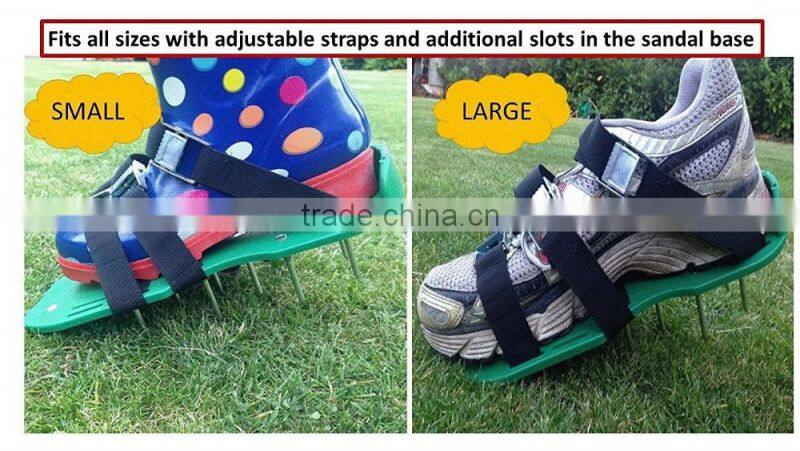 Lawn Aerator Shoes w/Metal Buckles and 3 Straps Lawn Aerator Sandals, Turf Aerating Shoes