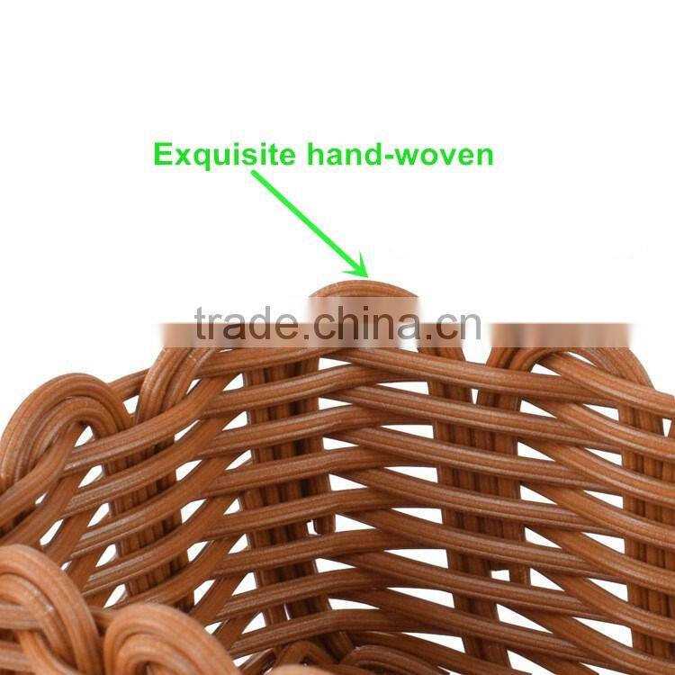 Home or restaurant tableware using eco-friendly plastic rattan bread basket kitchen cutlery tray basket