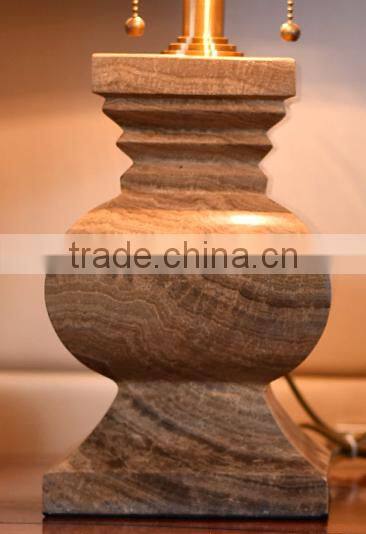 Imported marble carving lampbody fabric lampshade bedroom table lamp