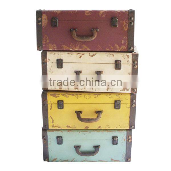 Distressed Wooden Colorful Cabinet with Box Drawers Antique Wooden Cabinet
