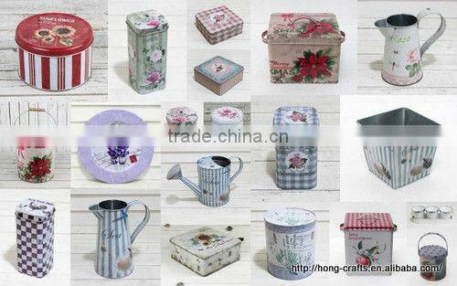 Antique metal square pots christmas decoration sale