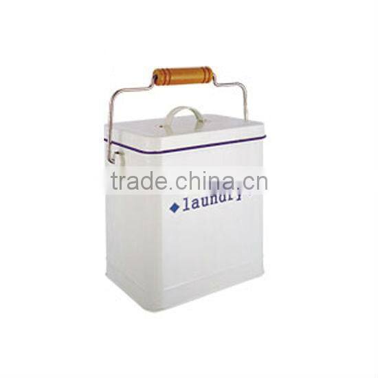 metal middlesize Laundry box with wire handle + wooden block