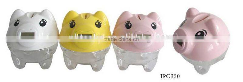 Plastic digital counting piggy money box/coin bank