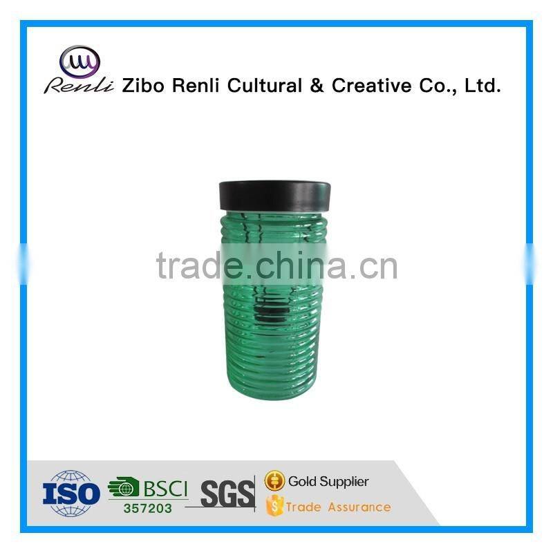 Green Glass Candle Holder with lid Candle Jars Oil Lamp