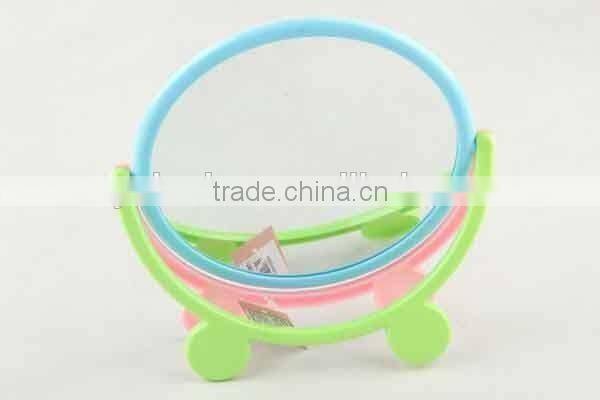 Colorful round plastic double sided with double round foot base mirror