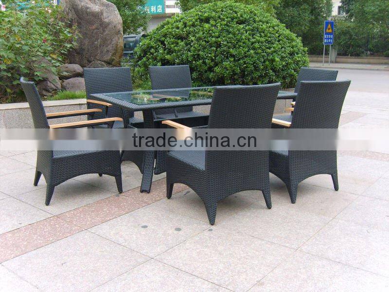 rattan outdoor/living room furniture PE rattan dining sets for 6 persons