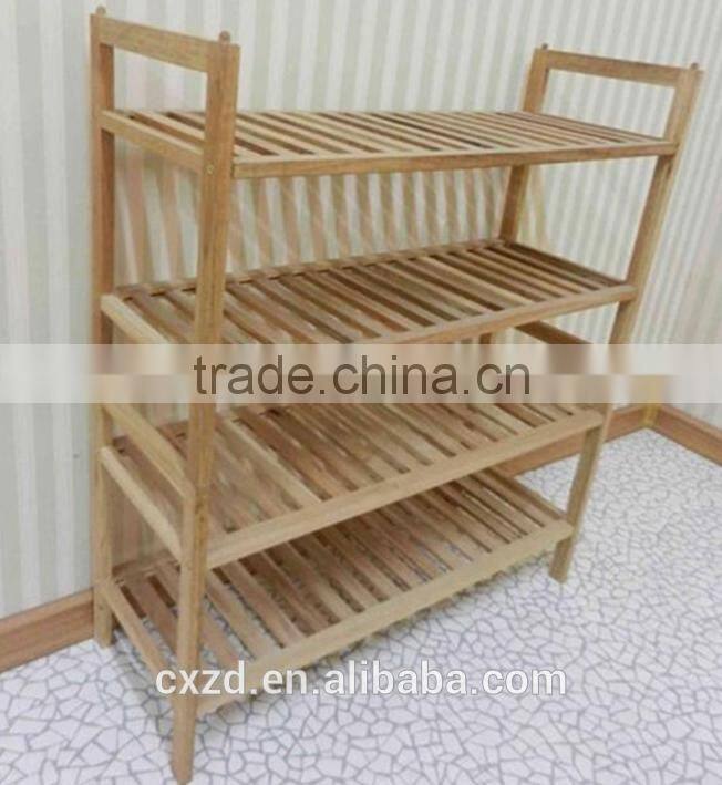 creative wooden four-tier walnut shoe rack