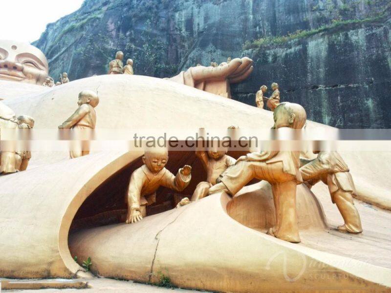 Outdoor fengshui decoration metal crafts bronze happy buddha statues for sale