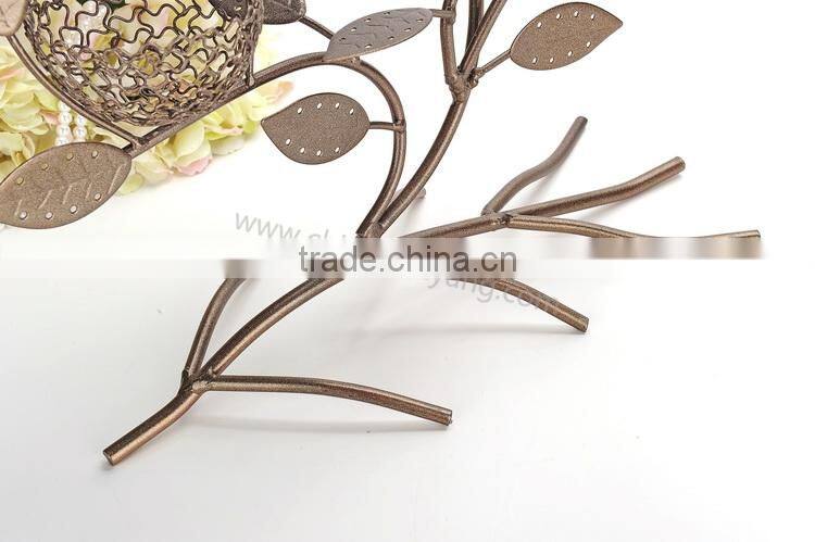 Metal jewelry tree display stand with 3 bird nest