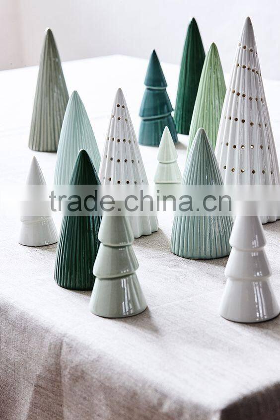 Tabletop Customized Lights up green Ceramic Christmas Tree