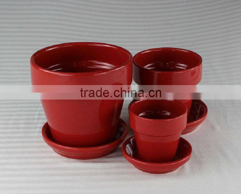 Ceramic color garden flower pot set