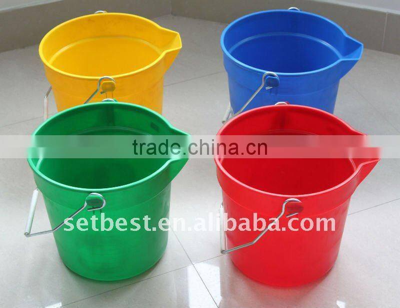 Plastic Cleaning Bucket with Spout and Metal Handle