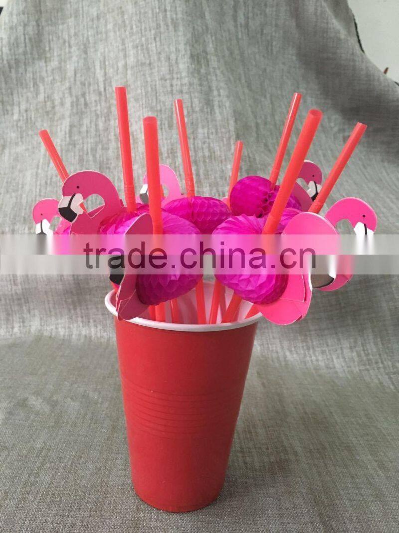 China Supplied Party Decoration Tissue Paper Flamingo Plastic Drinking Straw Flexible