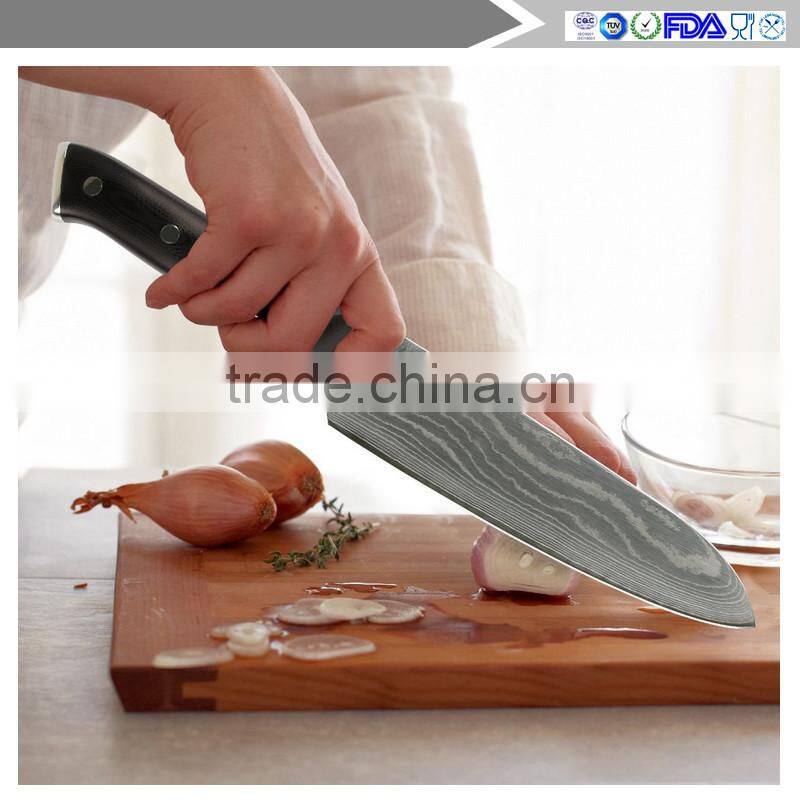 Damascus Santoku Knife - 7-inch VG10 Quality Damascus Steel, 67 Layers Full-tang Blade-razor Sharp with Protective Bolster