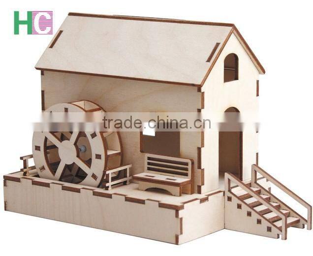 2017 new design house sharped wooden 3D puzzle for sale