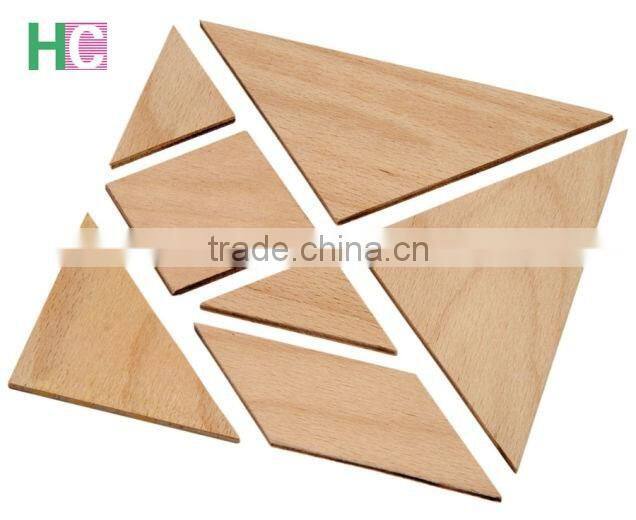 Wholesale Educational Kids Wooden Colored Tangram Jigsaw puzzle toy