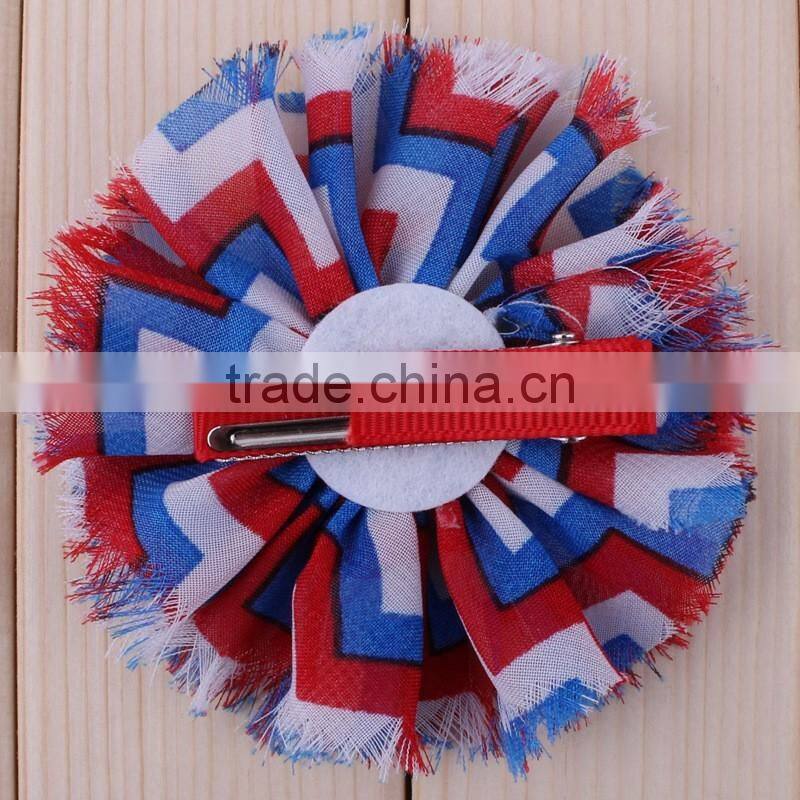 fraying chiffon flower clip for kids hair accessories
