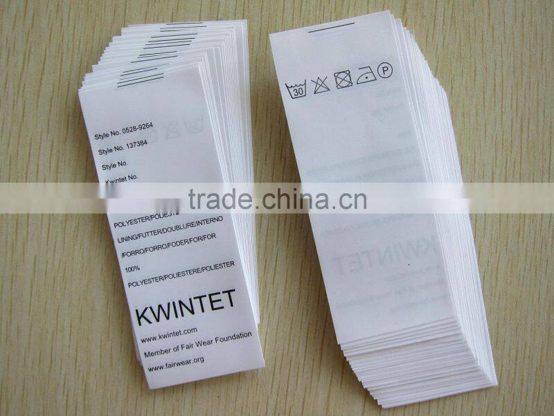 luggage printed care label for kids clothing