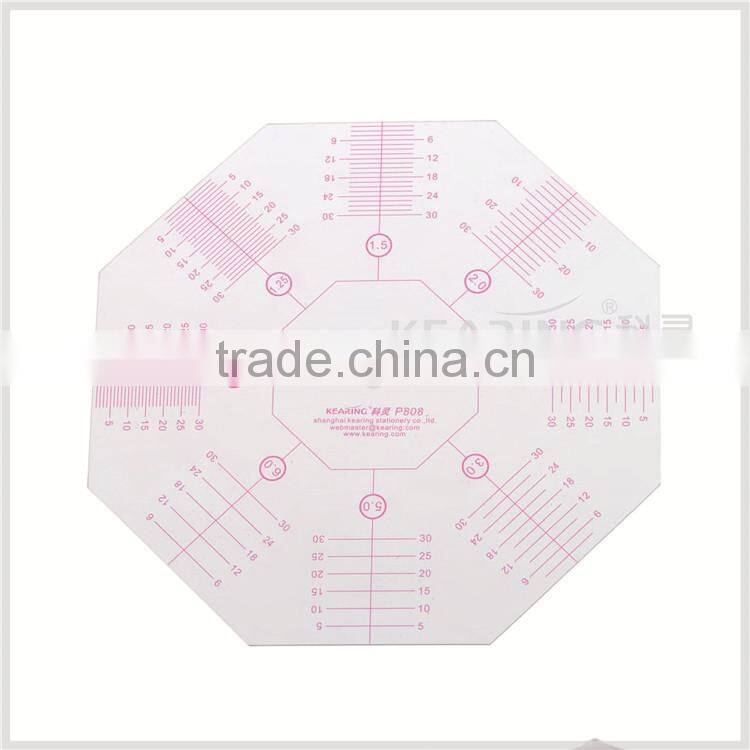 Kearing 8 angle patchwork ruler Flexible Plastic Rulers with sandwich line printing #P808