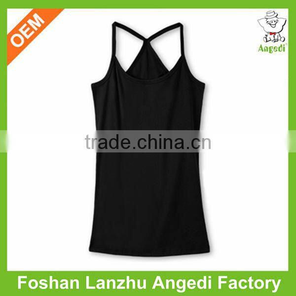 ladies plain blank slim fit tight spaghetti strap top custom gym stringer Cross-Back Tank Top tank top