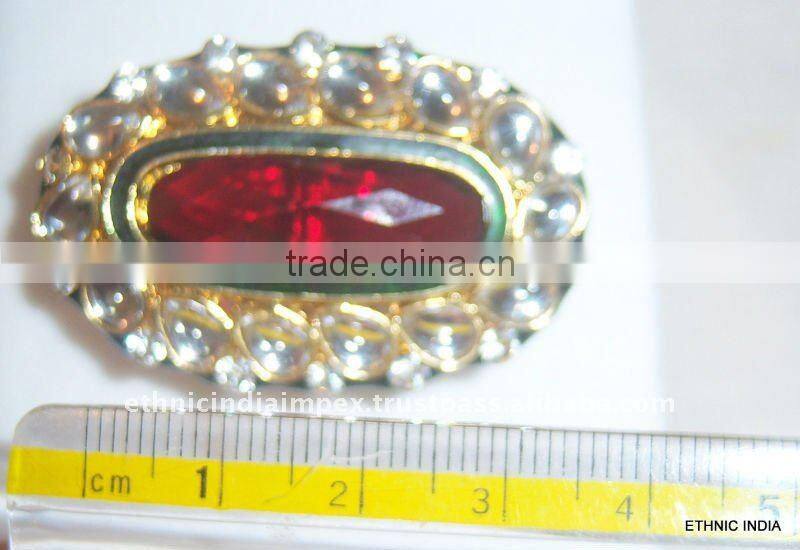 RED WHITE Gold TONE KUNDAN CZ COCKTAIL FASHION FINGER Ring R049A
