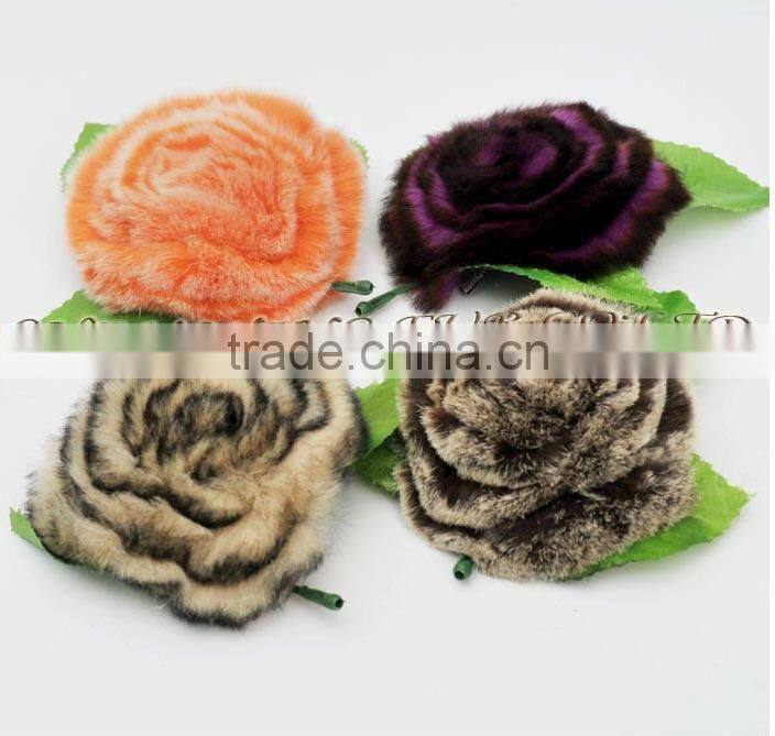CX-A-33 Genuine Rex Fur Flower Brooches