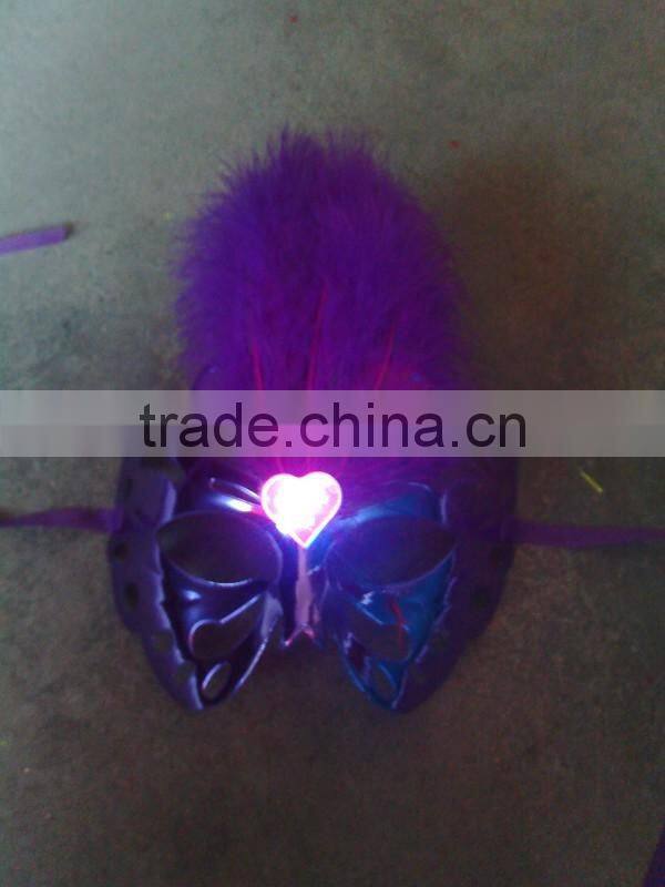 2014 wholesale feather led flashing light party masks