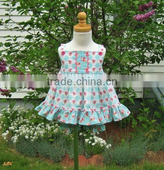 Latest design 3 year old girl dress 100% cotton floral two piece prom baby clothes dress set