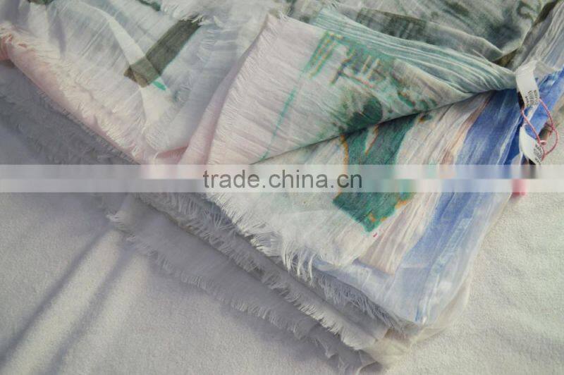2017 Fashion new popular chiffon print lady shopping summer voile scarf 100%viscose