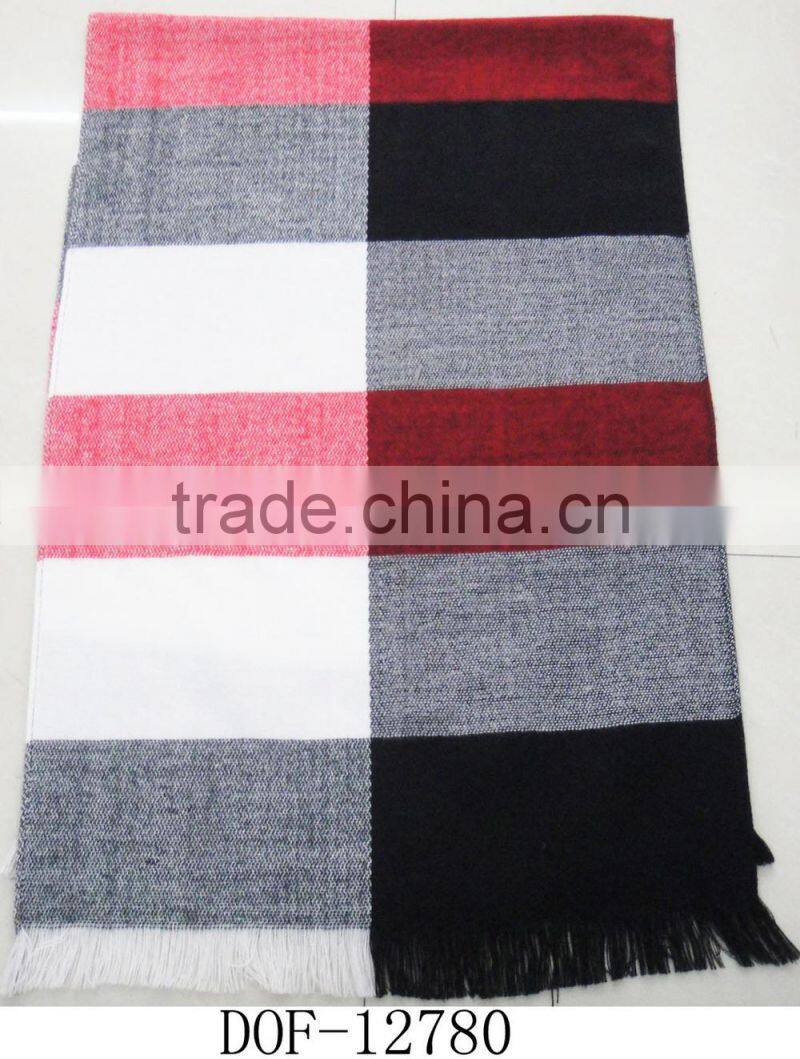 Designer plaid acrylic knitted winter shawl