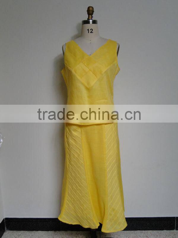 Ladies ramie linen 3 pcs skirt business suit design